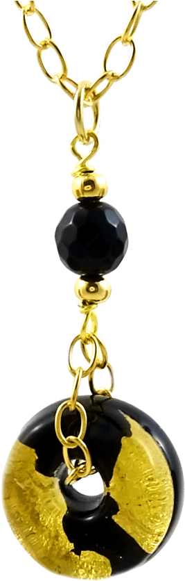 Savvy Cie 24k Gold Leaf Murano Life Saver Onyc Necklace (864x864), Png Download