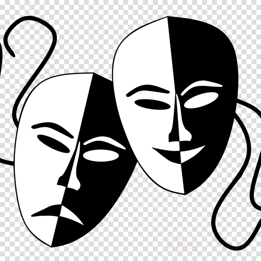 Drama Mask Clip Art Clipart Mask Sock And Buskin Tragedy (900x900), Png Download