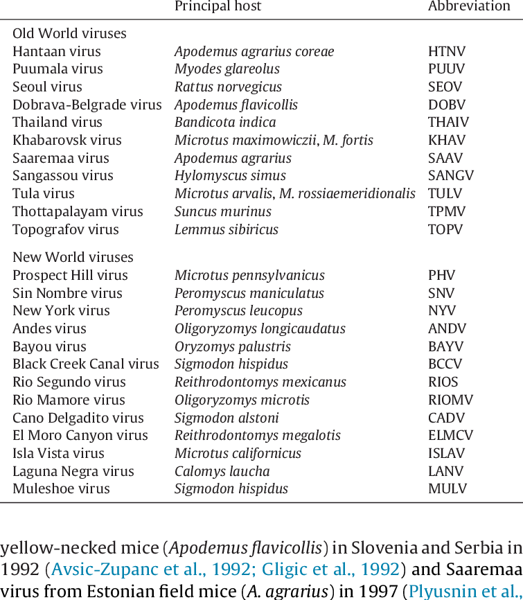 Virus Species In The Hantavirus Genus, Family Bunyaviridae (755x866), Png Download