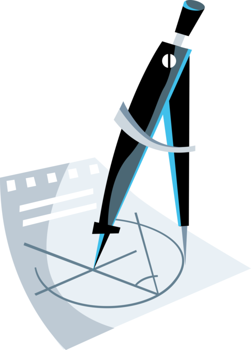 Vector Illustration Of Geometry Compass Draws Circle (502x700), Png Download