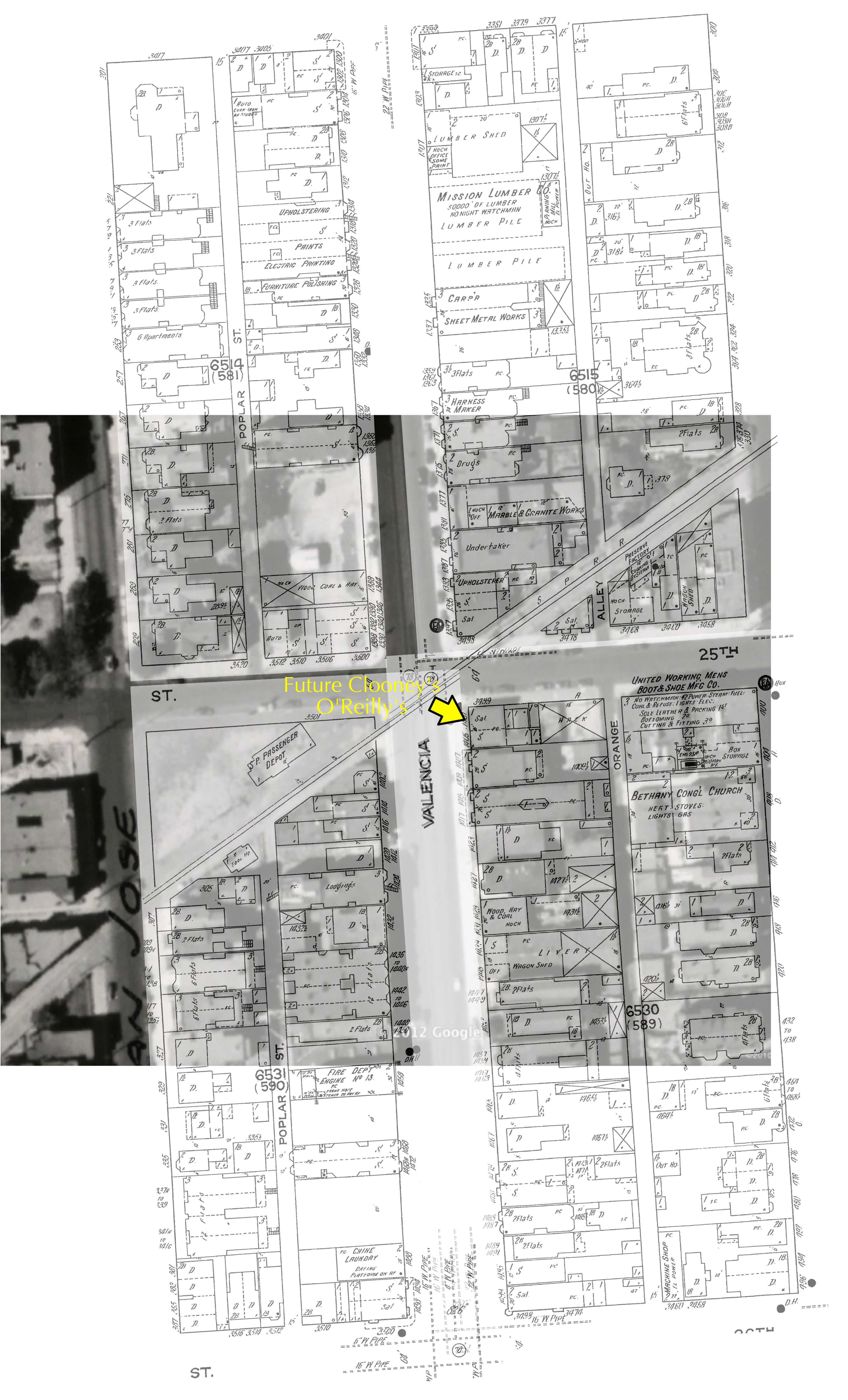 25th & Valencia Clooneys 1915 Sanborn (3270x5395), Png Download