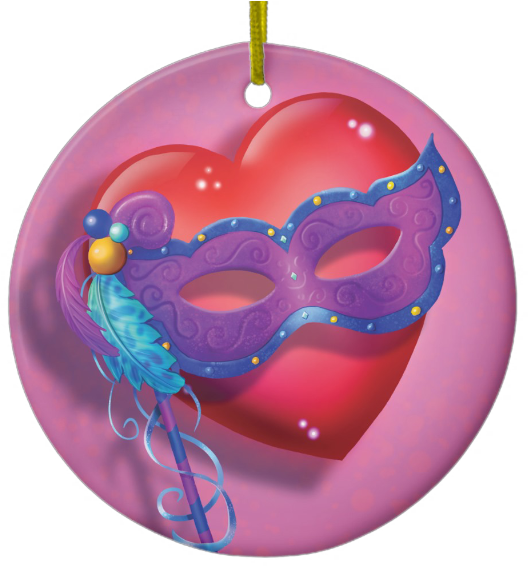 Heart Mask Ornament (631x631), Png Download