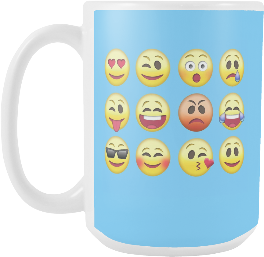 White 15oz Mug 12 Set Emoji Mug (1024x1024), Png Download