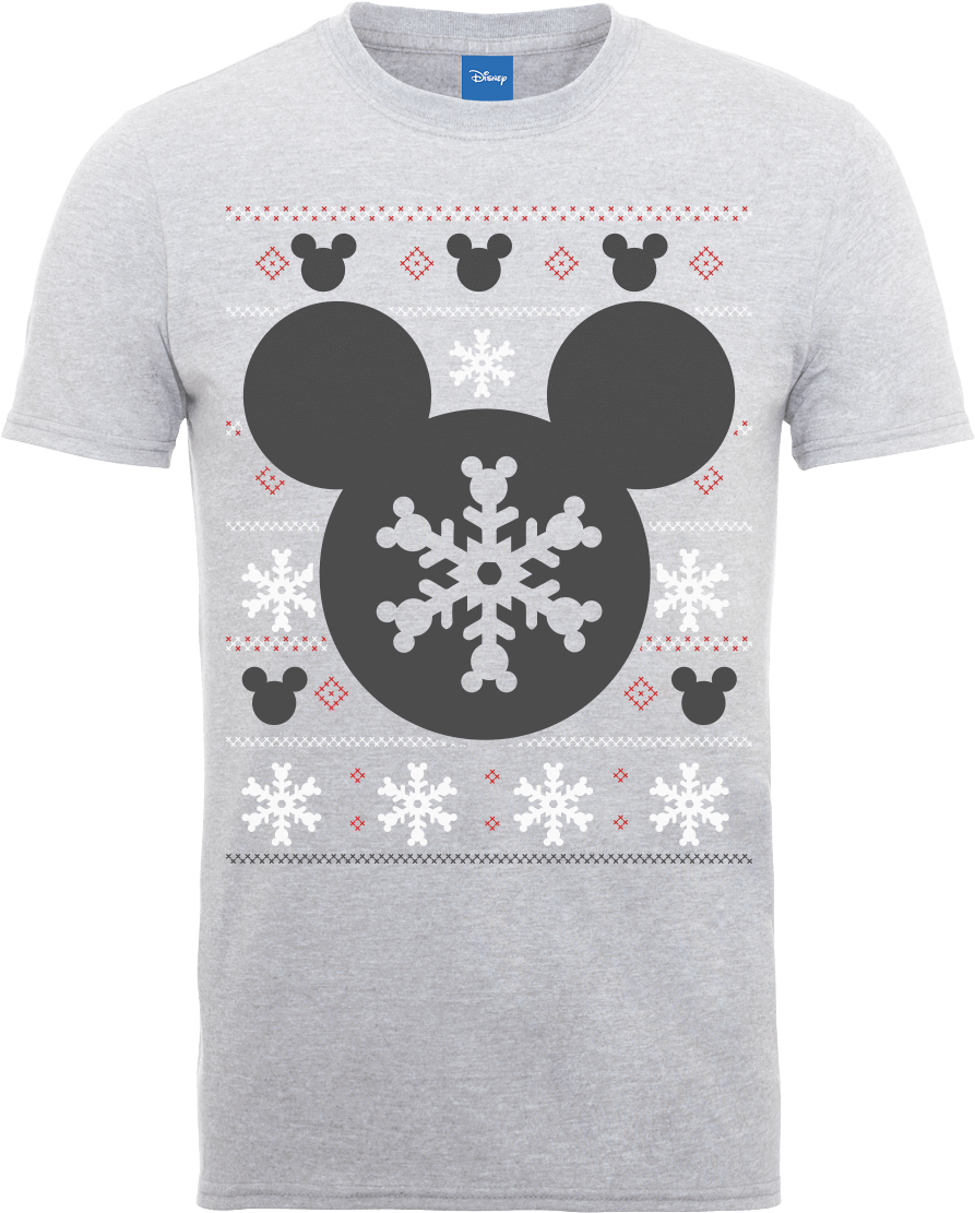 Disney Mickey Mouse Mickey Christmas Men's Grey T-shirt (933x1110), Png Download