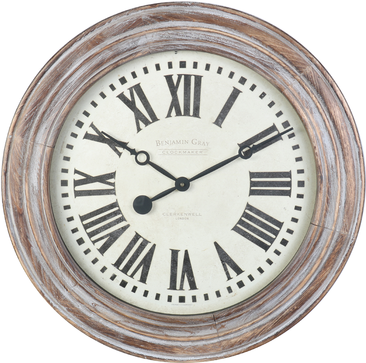 Benjamin Clock Grey Wood (1000x1000), Png Download