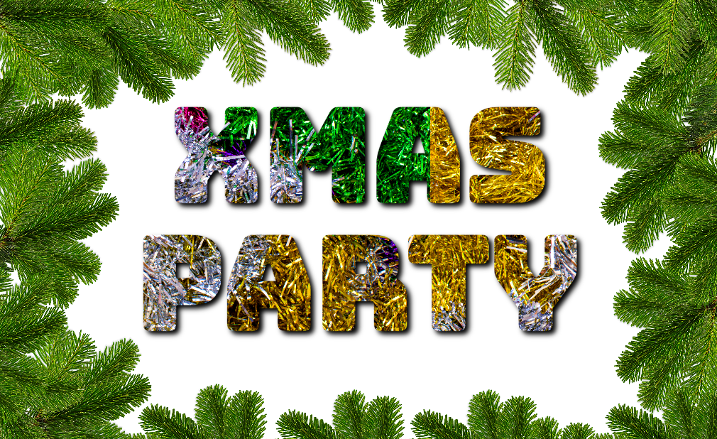 Christmas Party Tinsel Text (1010x618), Png Download