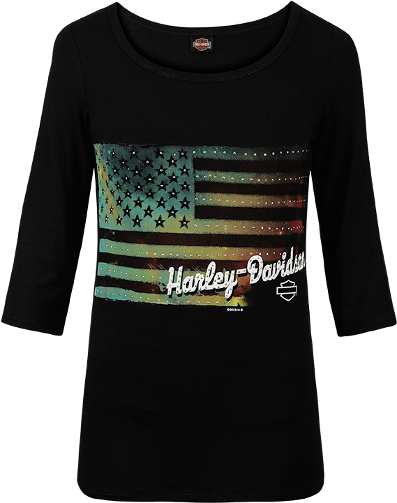 Harley-davidson Washed Flag Dealer Tee (720x720), Png Download