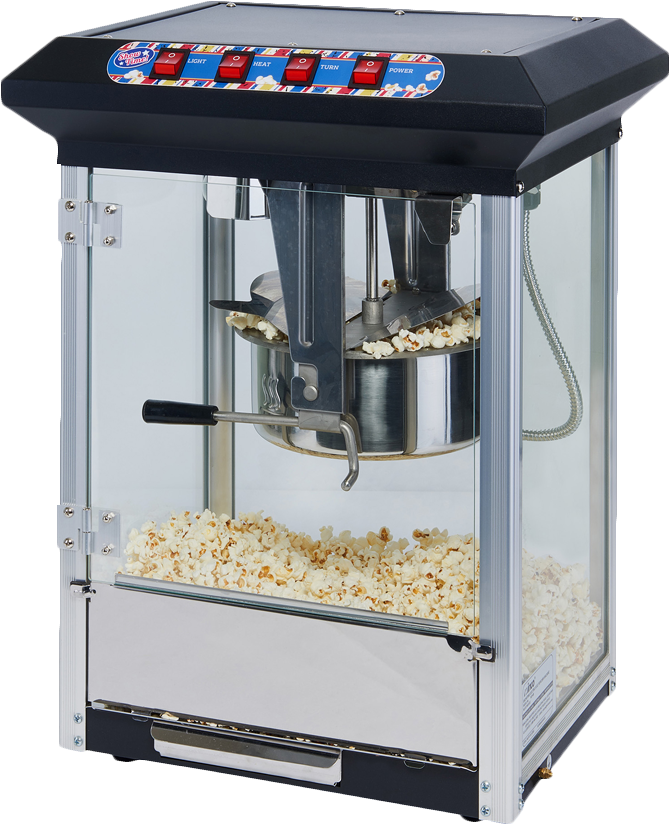 Winco Showtime Plexiglass Door Black Popcorn Machine (900x900), Png Download