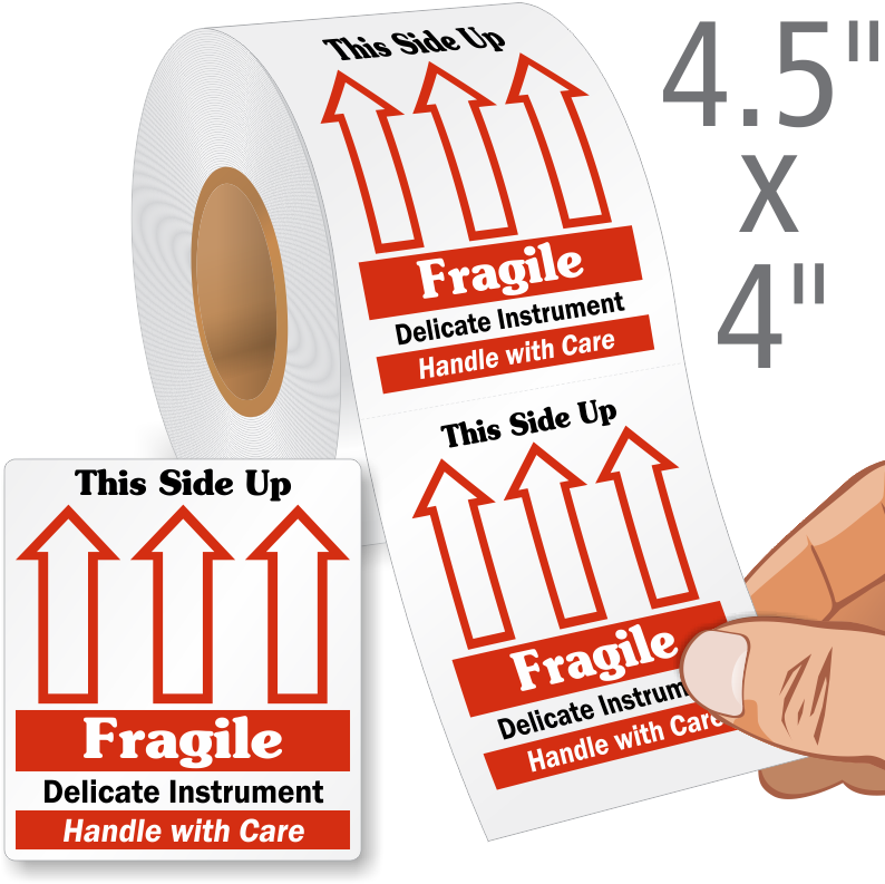 Fragile This Side Up Labels Roll (800x800), Png Download