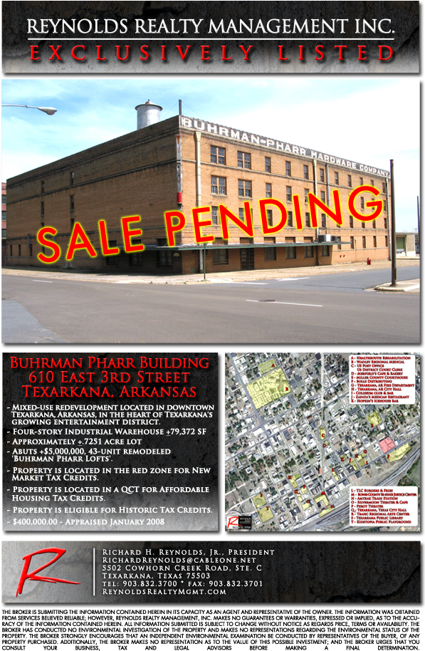 Burhman Pharr Building, Texarkana, Arkansas Sale Pending (600x1000), Png Download