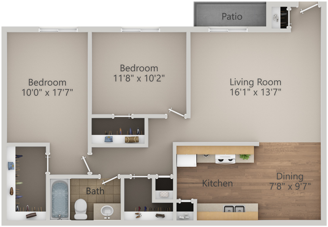 Floor Planstwo Bedroom/one Bath B (1280x960), Png Download