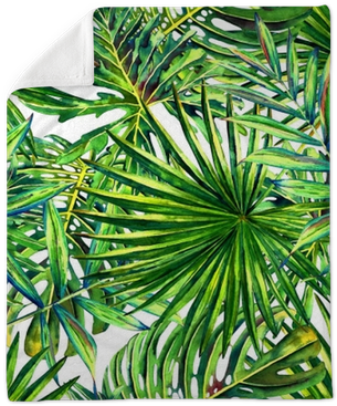 Seamless Floral Pattern With Watercolor Tropical Palm - Watercolor Painting (400x400), Png Download