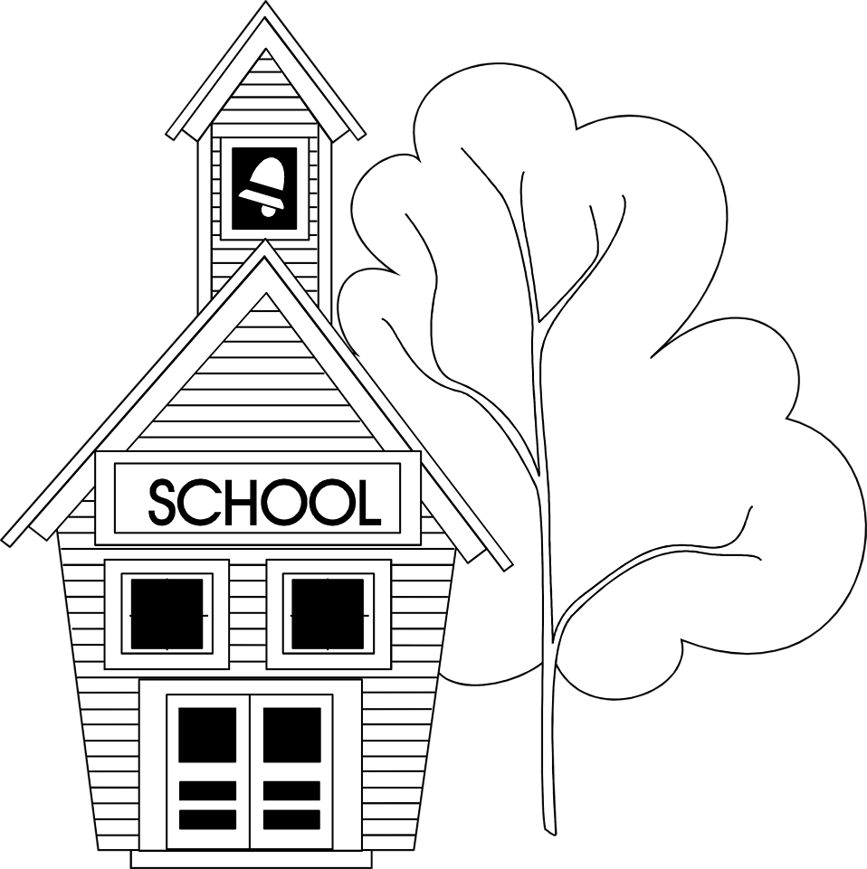 School - School Clipart Black And White Transparent (958x961), Png Download