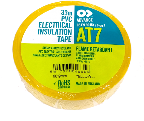 19mm Pvc Tape - Advance 19mm Pvc Tape - Yellow - Box Of 48 (480x436), Png Download