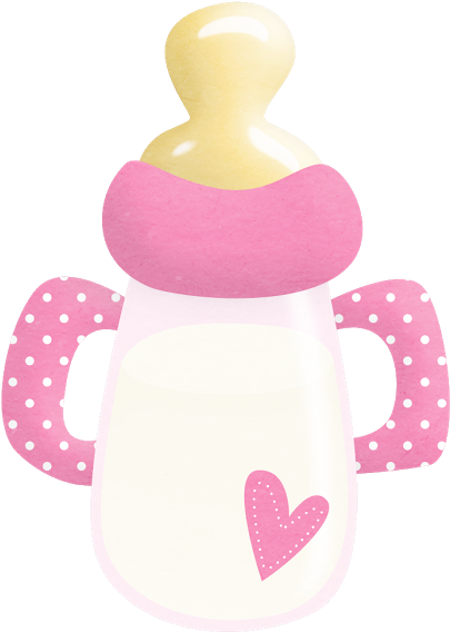 Baby Shower Nena Ilustraciones - Pink Baby Bottle Png (488x640), Png Download