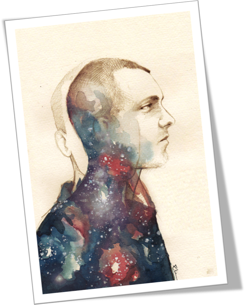 Cosmic Citizen - Introvert Painting (810x1049), Png Download