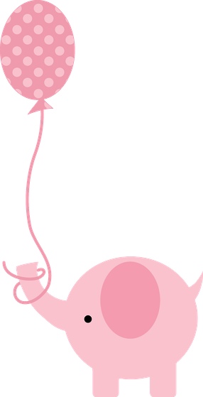 Construction Clipart Baby Shower - Pink Baby Shower Elephant Clipart (286x559), Png Download