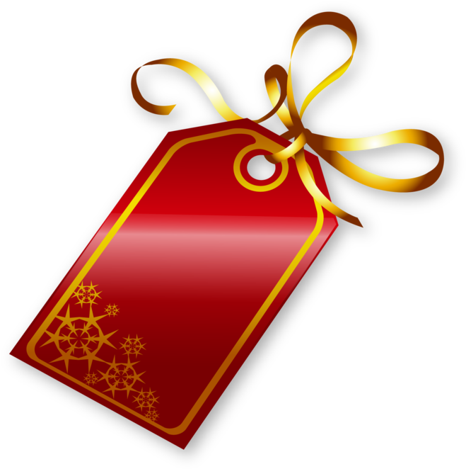 Red Christmas Tag With Golden Ribbon - Christmas Day (707x700), Png Download