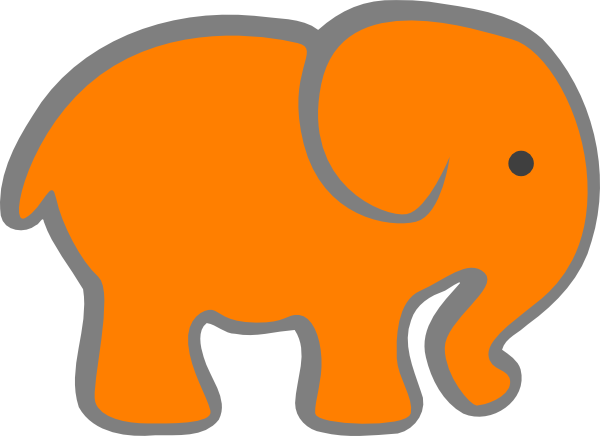 Elephant Clipart Baby Shower - Orange And Grey Elephant (600x436), Png Download