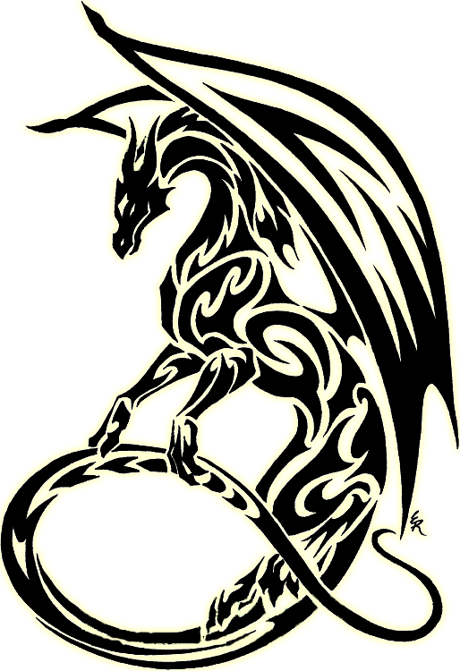 Clipart Black And White Dragon Clipart Best Symbol - Tribal Dragon Tattoo (514x750), Png Download