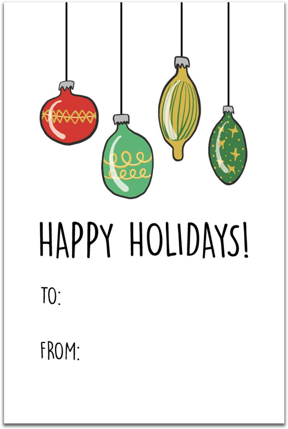 Gt01 Happy Holidays Christmas Bulbs Gift Tag - Behalten Sie Ein Cooles Fliese (1059x1562), Png Download