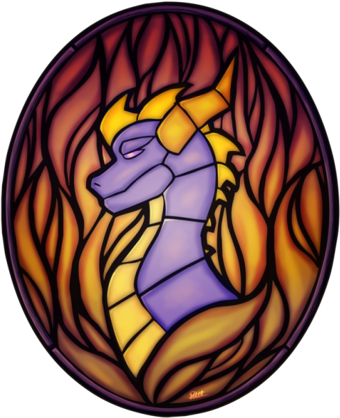 I've Had This Idea For Awhile Now To Have A Drawing - Stained Glass Spyro Art (500x617), Png Download