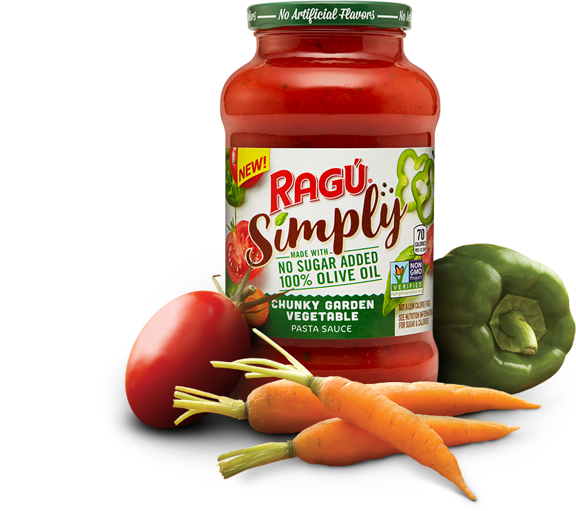 Ragú Simply Chunky Garden Vegetable Pasta Sauce - Ragù (1000x800), Png Download