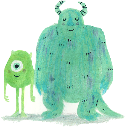 Drawing Disney Pixar Green Monsters Inc Blue Transparent - Monsters Inc Overlay (500x486), Png Download