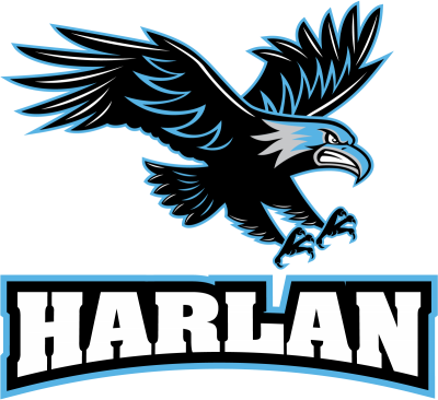 Harlan Logo - Harlan High School Hawks (400x366), Png Download