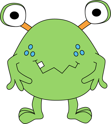 Free Cute Monster Clip Art Two Eyed Green Monster Clip - Prent Monster (449x500), Png Download
