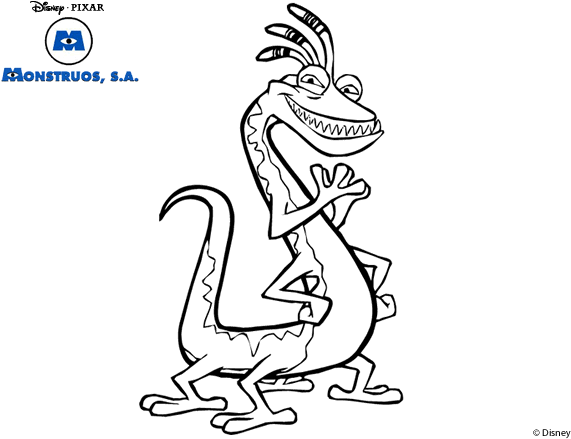 Drawing Monsters Inc 65 - Monster Inc Personajes Para Colorear (600x470), Png Download