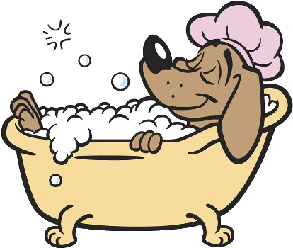 Dog Bath Clipart - Dog Taking A Bath (600x400), Png Download