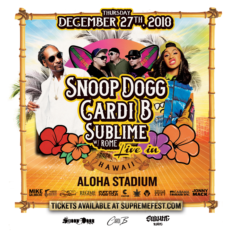 Snoop Dog Cardi B Sublime W/rome Dec 27 Concert Flyer - Concert (800x800), Png Download