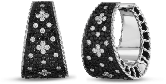 Roberto Coin 18k White Gold Tapered Hoop Earrings (1000x1000), Png Download