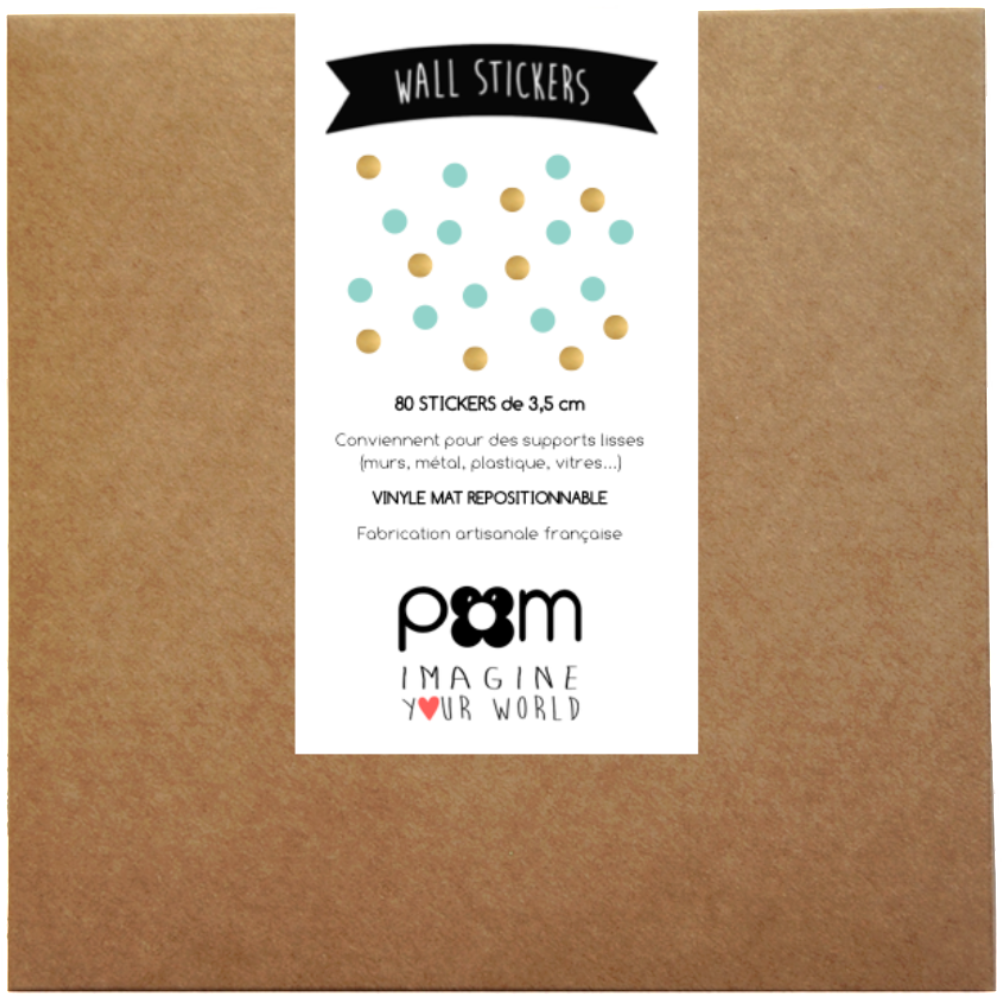 Pöm Le Bonhomme Mint And Gold Dot Wall Stickers - Wall Stickers Pom (1024x1024), Png Download