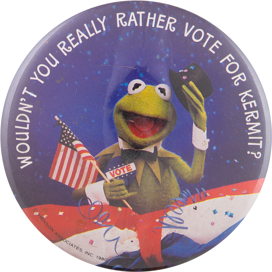 Vote For Kermit Entertainment Button Museum - Kermit The Frog (1000x1000), Png Download