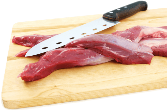 Butcher Cutting Board With Meat - Cutting Board Meat Png (691x448), Png Download