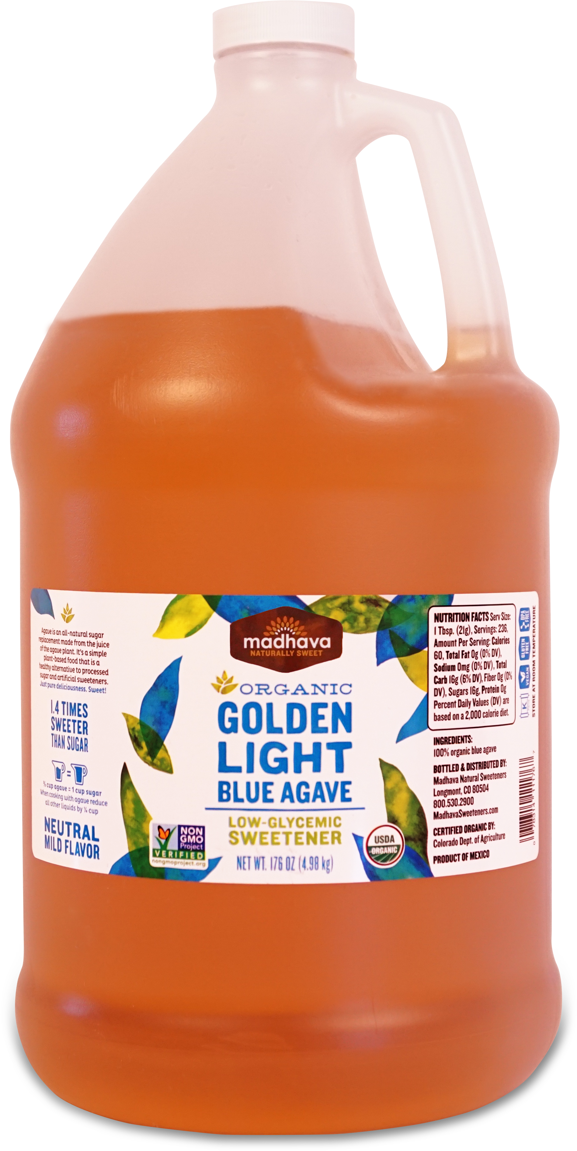 Organic Golden Light Agave 176 Oz - Madhava - Organic Golden Light Blue Agave - 46 Oz. (2291x4110), Png Download