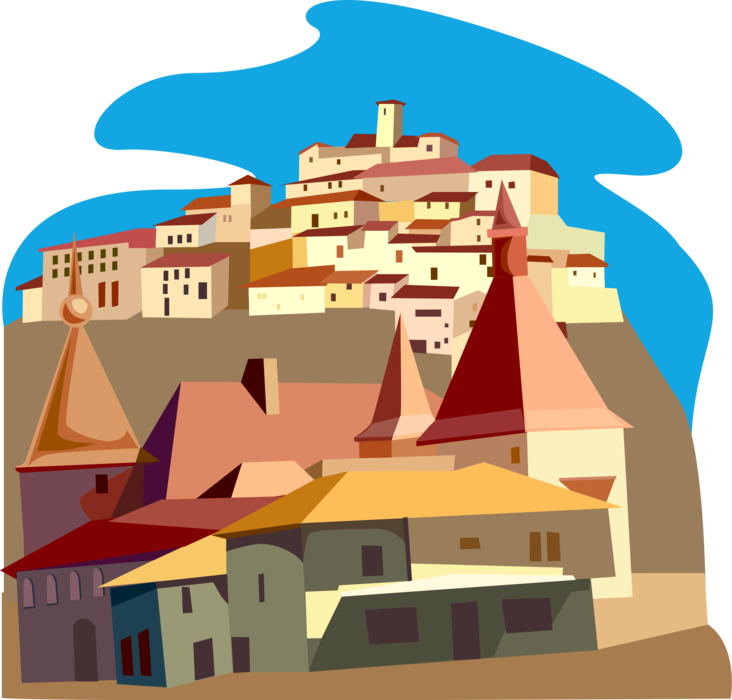 France And Italian Village Buildings - France (732x700), Png Download