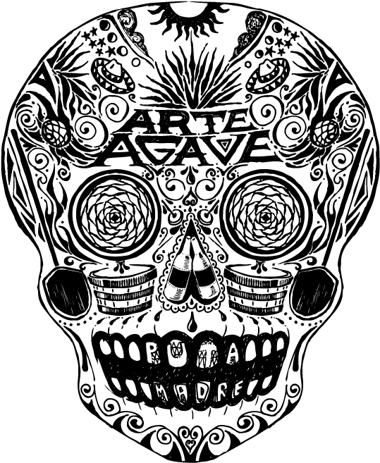 Arteagaveskull Whiteonblack - Mexican Folk Art Skull (612x792), Png Download