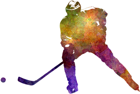 Bleed Area May Not Be Visible - Hockey Watercolor Painting (600x480), Png Download