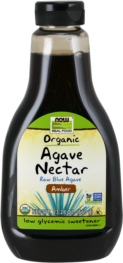 Agave Nectar, Amber & Organic - Now Foods - Organic Agave Nectar Amber - 23.28 Oz. (421x880), Png Download