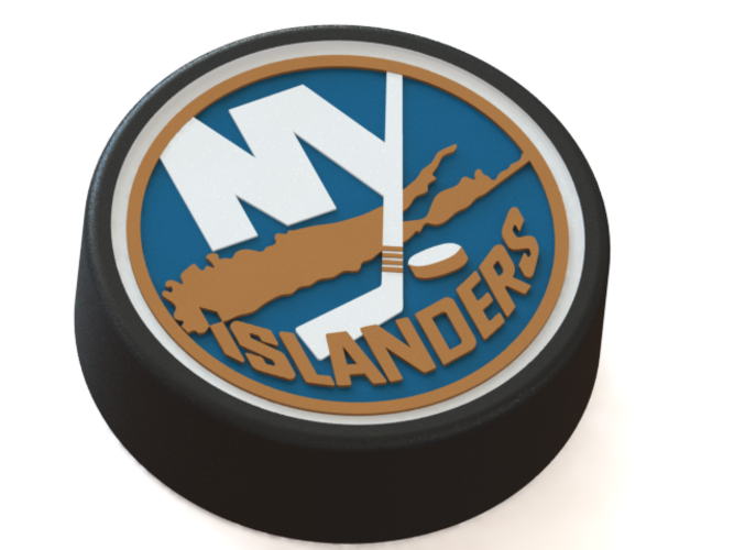 New York Islanders Logo On Ice Hockey Puck 3d Print - New York Islanders (667x500), Png Download