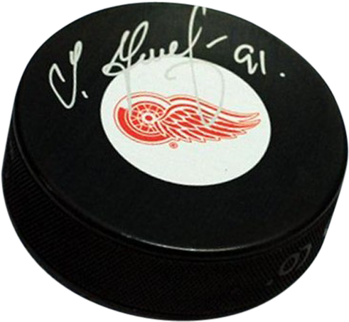Sergei Fedorov Autographed Detroit Red Wings Hockey - Sergei Fedorov Autographed Hockey Puck (500x500), Png Download