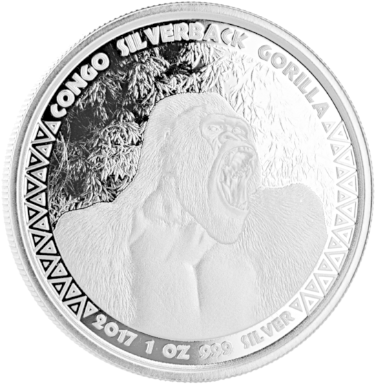 1 Oz Congo Silverback Gorilla (570x570), Png Download