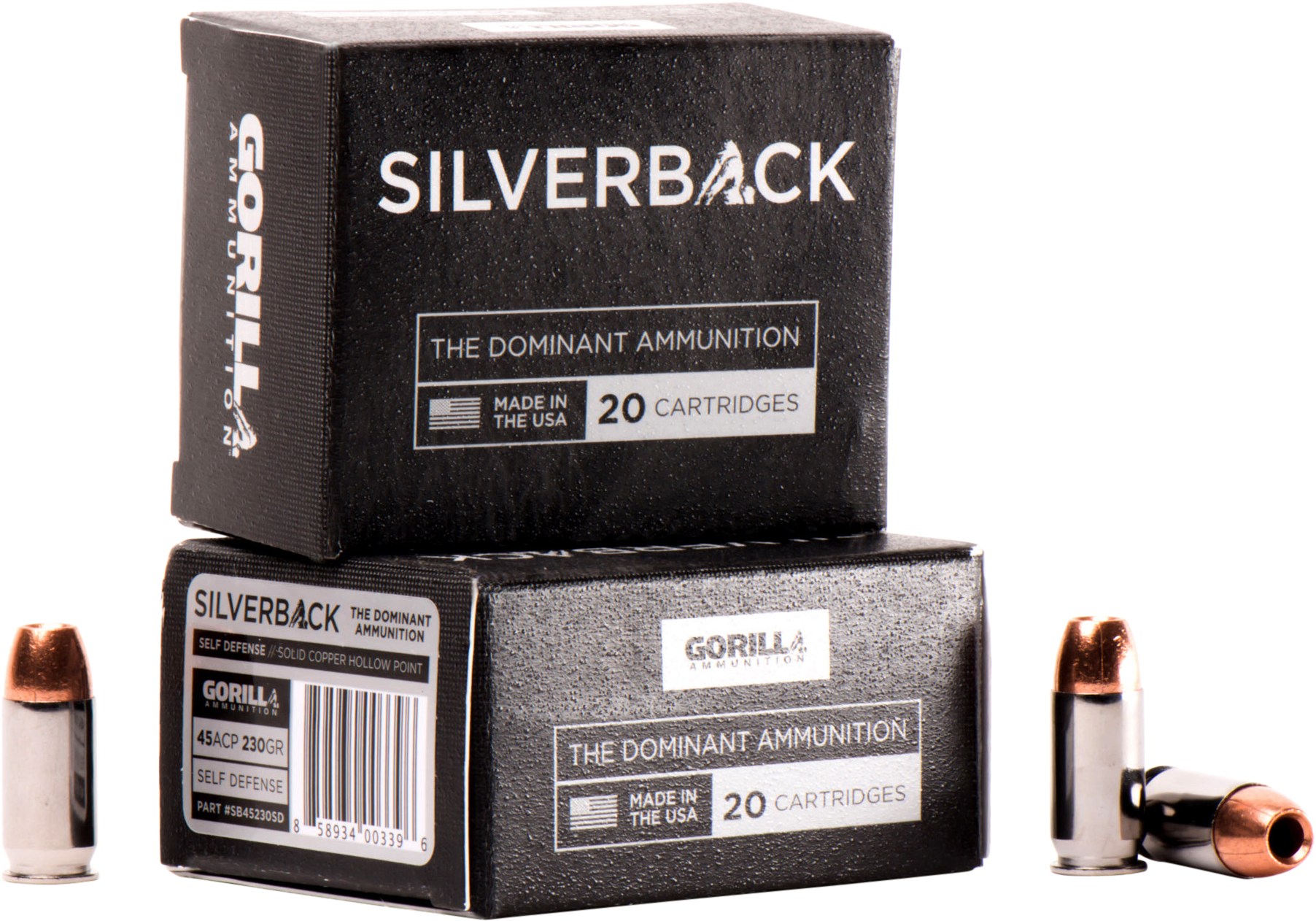 Gorilla Ammunition Sb45230sd Silverback 45 Acp 230 (1888x1330), Png Download