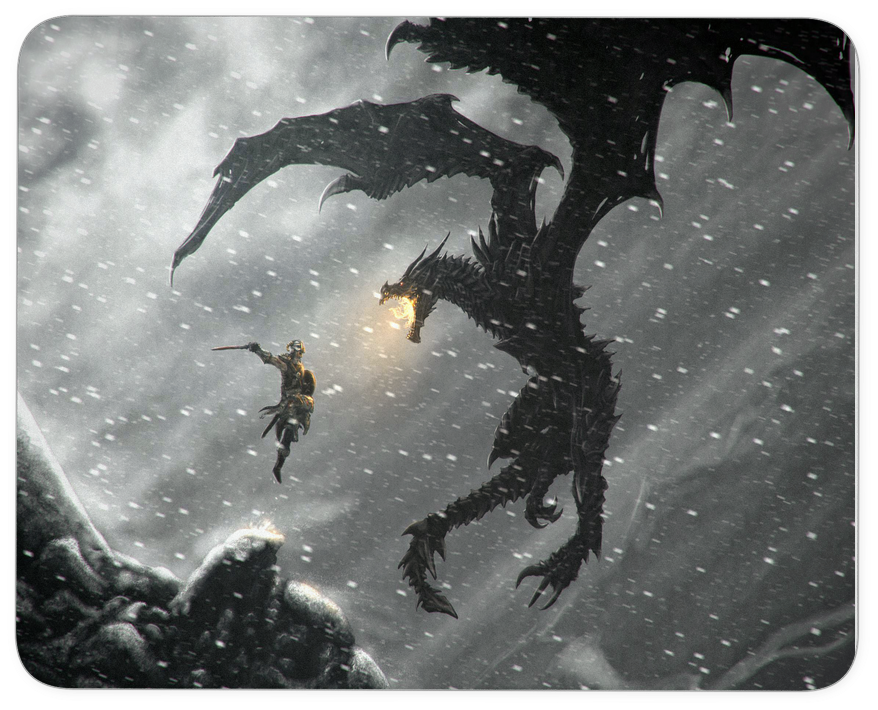Skyrim Desktop Mouse Pad Thick Anti-slip (1024x1024), Png Download