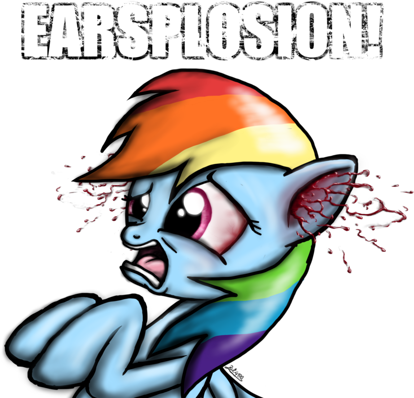 Rik4100, Blood, Earsplosion, Grimdark, Rainbow Dash, (900x831), Png Download