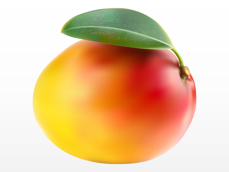 Mango With Leaf Meshfill Realistic Meshfill Art Meshfill (800x600), Png Download
