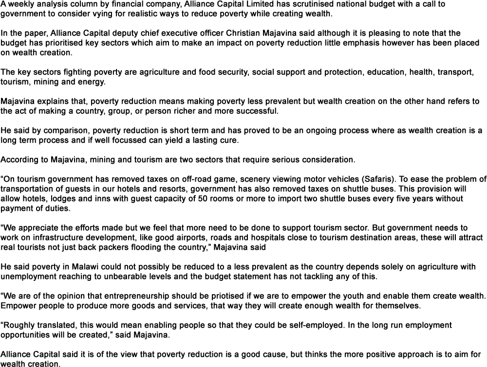 Alliance Capital Calls For Realistic Ways Of Wealth (1000x800), Png Download